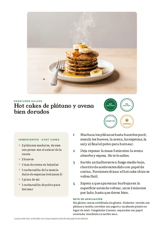 La ficha de cada receta